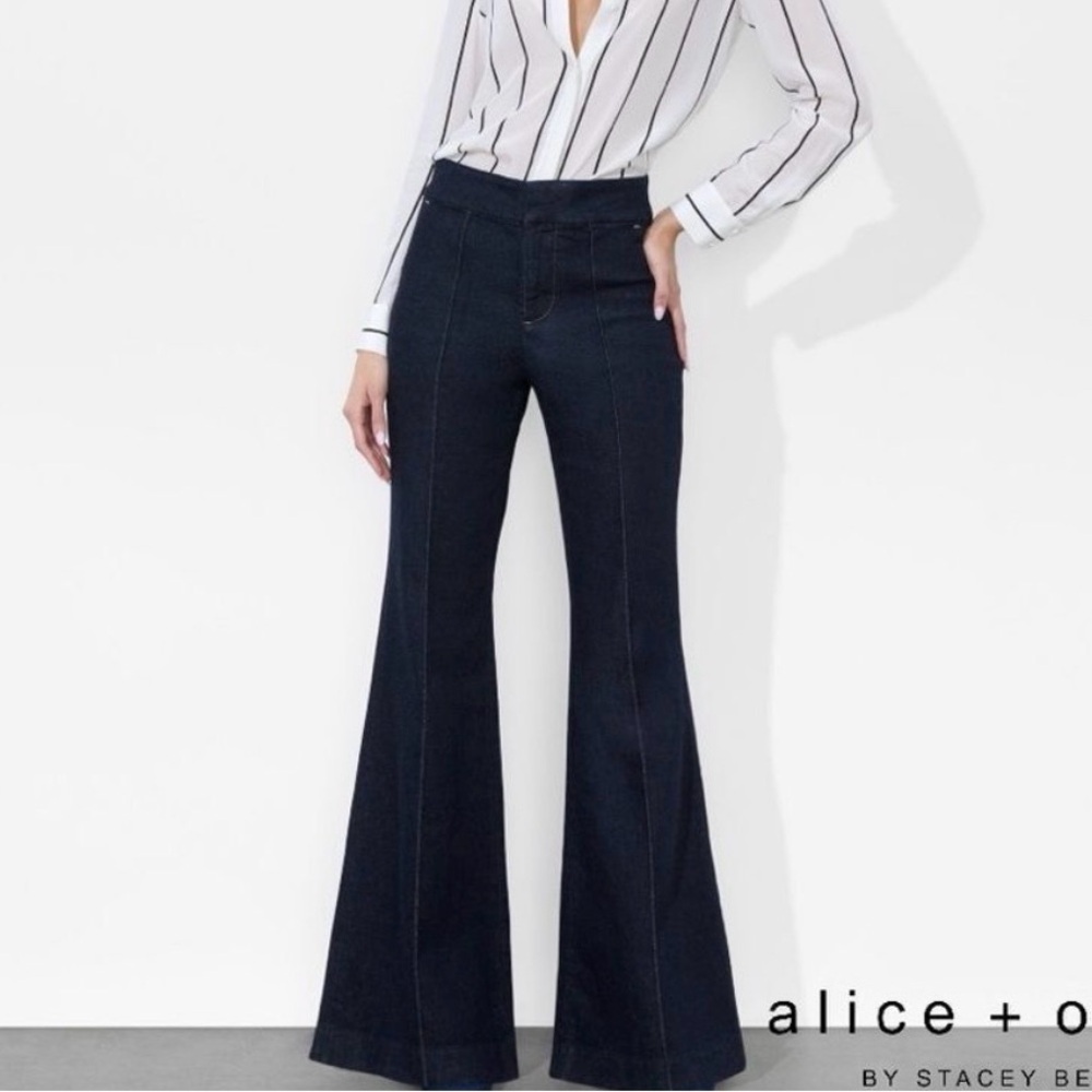Alice + Olivia Navy Flare Jeans - Picture 3 of 5